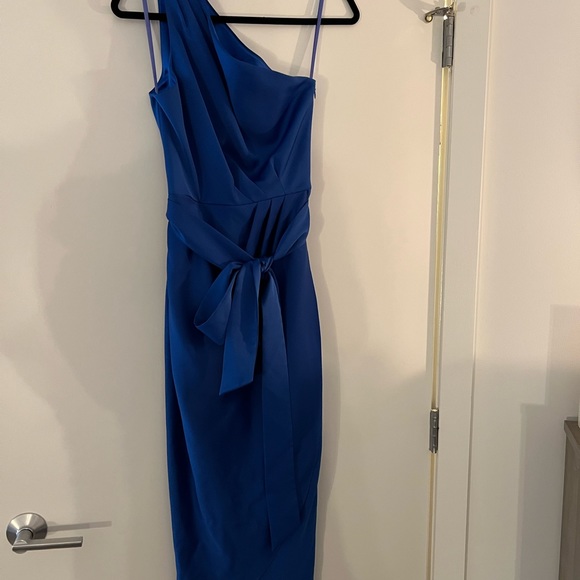Ted Baker Gabie One Shoulder Drape midi Dress - Blue - Picture 10 of 12